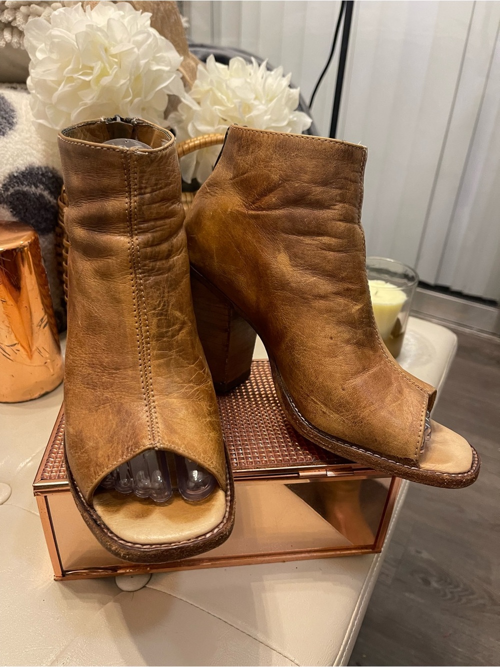 Bed Stu Onset Leather  Peep Toe Bootie